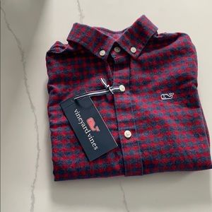 Vineyard Vines Red/gray Flannel Whale Shirt Boys 5